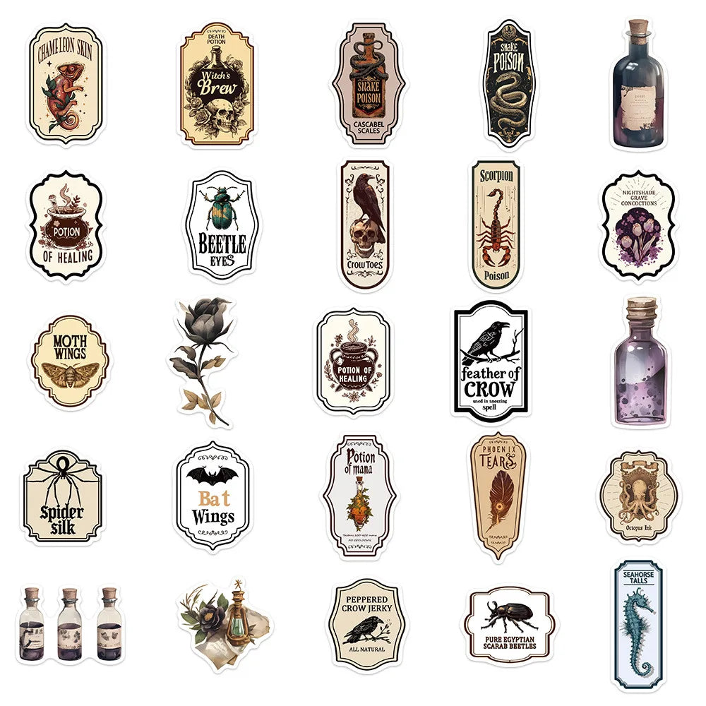 50-100pcs Dark Aesthetic Diary Stickers Graffiti Horrible Decals For Phone Laptop Skateboard Suitcase Guitar Waterproof Sticker