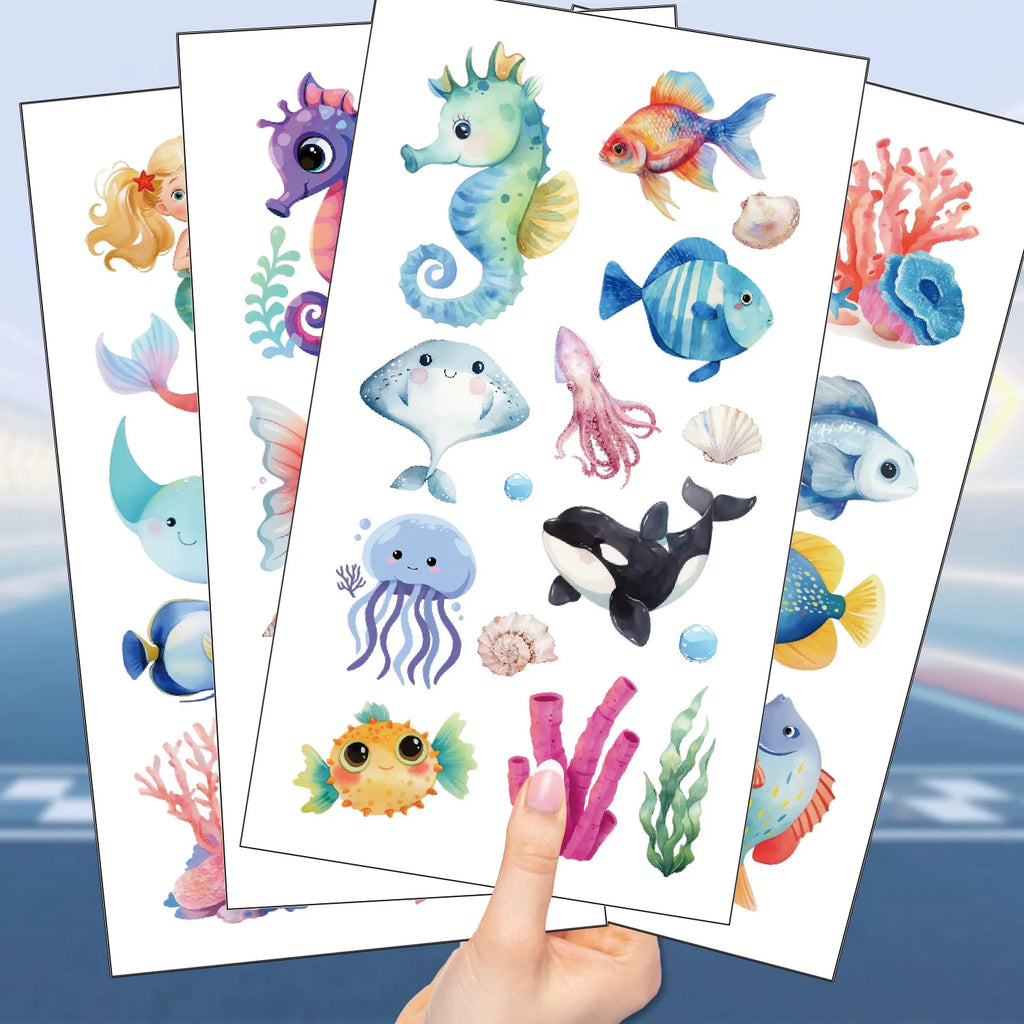 10 Sheets Sea Animals Tattoo Sticker Temporary Fake Tattoo Arm Hands Body Stickers