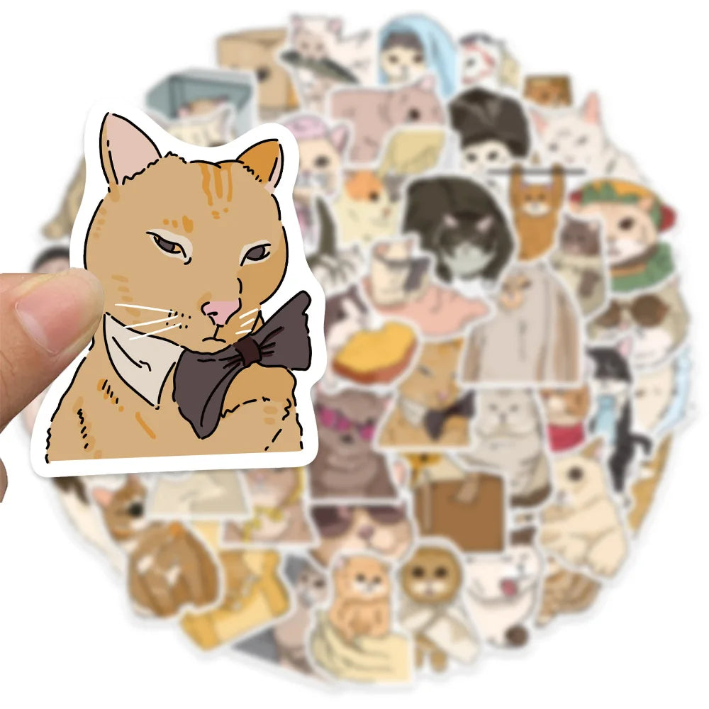 50PCS Cute and Fun Cat King Decorative Stickers DIY Luggage Notebook Water Cup Handmade Scrapbook Stickers