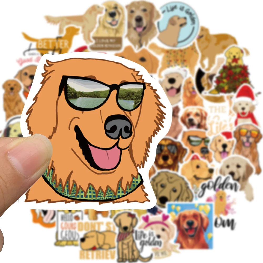 50PCS Golden Retriever Sticker Nostalgia Graffiti Y2k Fashion Scrapbooking Laptop Scrapbook Phone Waterproof Guitar Cool Sticker