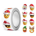 500Pcs/Roll Heterotypic Christmas Themed Funning Face Stickers 8 Designs 2.5cm/1.0'' DlY Graffiti Holiday Party Decoration label