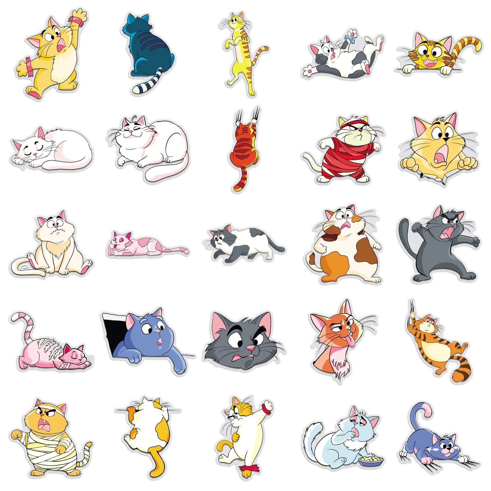 50/100PCS Transparent PET Funny Cat Sticker Cute Kitten Cartoon Waterproof Decoration DIY Laptop Stationery Sticker