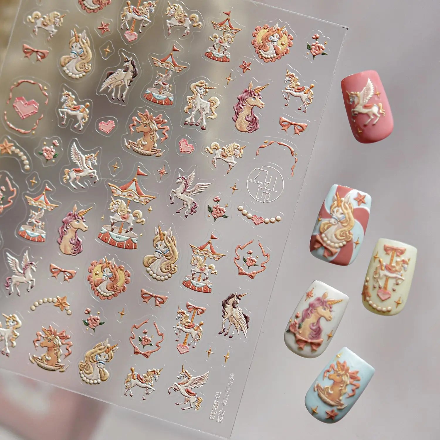 1pcs 5D Kawaii Rabbit Nail Stickers Embossed Cartoon Pink Blue Flower Adhesive Nail Art Decorations Decals Slider DIY Accessory