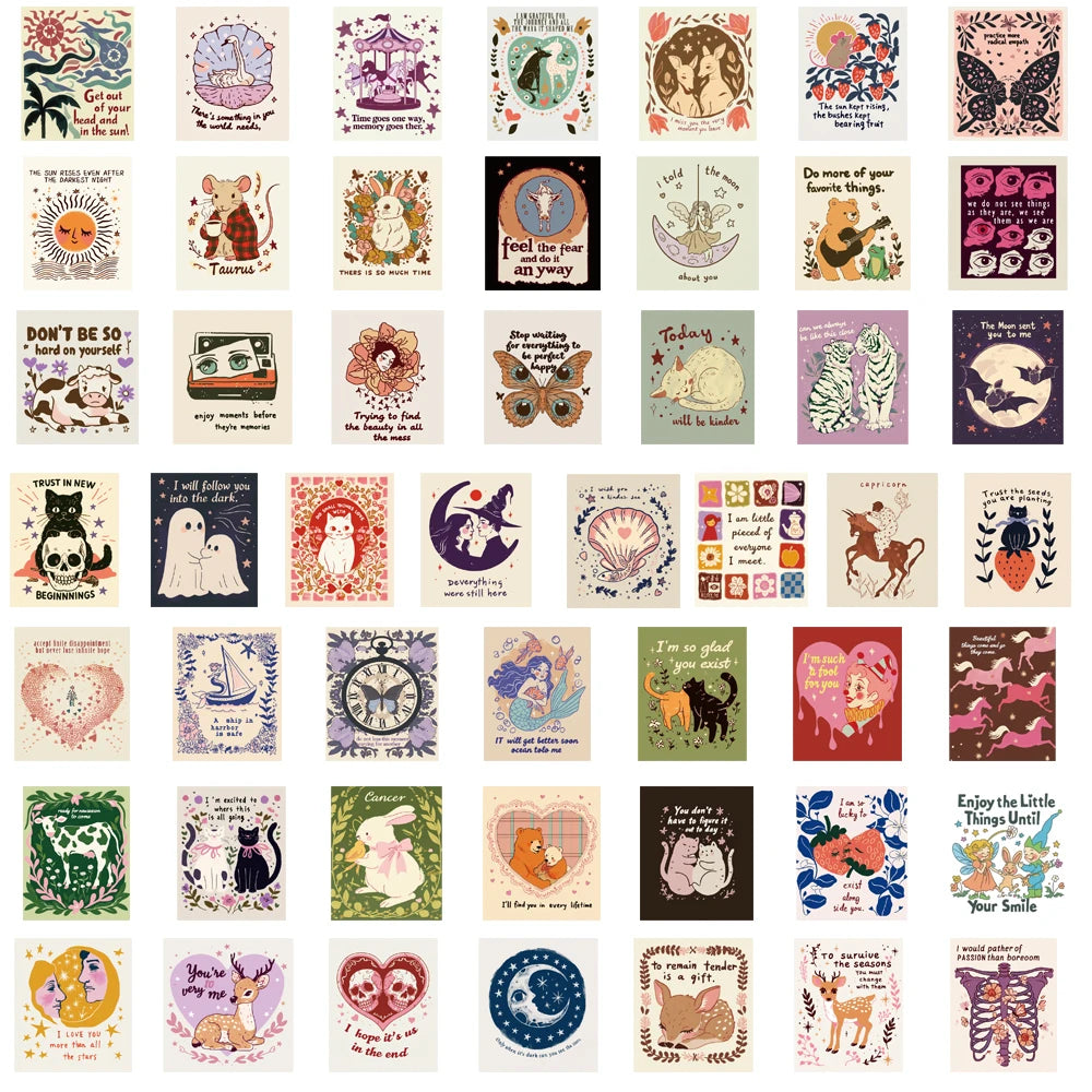 50/100PCS Weird Inspirational Sticker Aesthetic Motorcycle Funny Phone Laptop Luggage Creative Coffee Skateboard Car Stickers