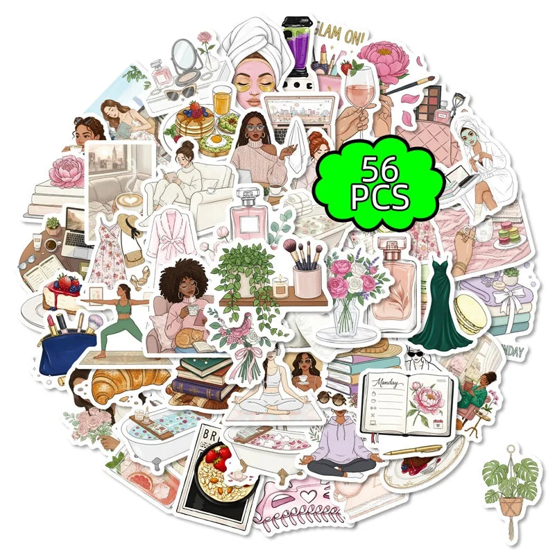 10/30/56PCS Elegant Women's Life Sticky Sticker PVC DIY Laptop Luggage Skateboard Stationery Decoration Scrapbooking for Kids