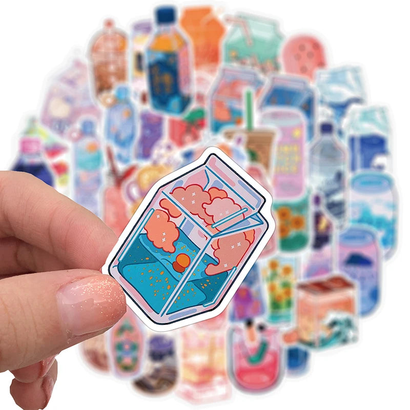10/30/50PCS Japan Dink Sticker Aesthetic Sketchbook for Kids Children's PVC Decoration Scrapbooking School Stationery Supplies