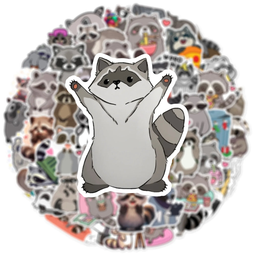 50/100PCS Cute Raccoon Graffiti Stickers Trolls, Insulated Cups, Storage Boxes, Refrigerator Decoration Stickers