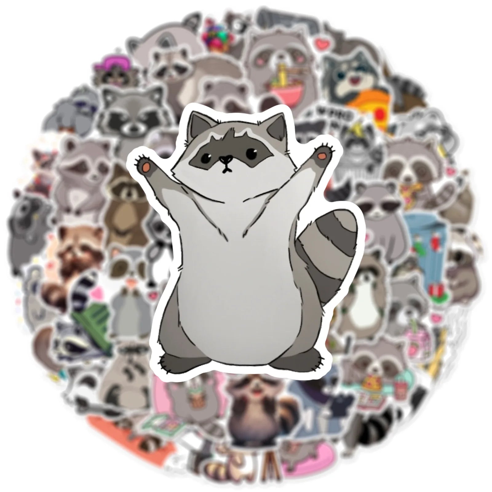 50/100PCS Cute Raccoon Graffiti Stickers Trolls, Insulated Cups, Storage Boxes, Refrigerator Decoration Stickers