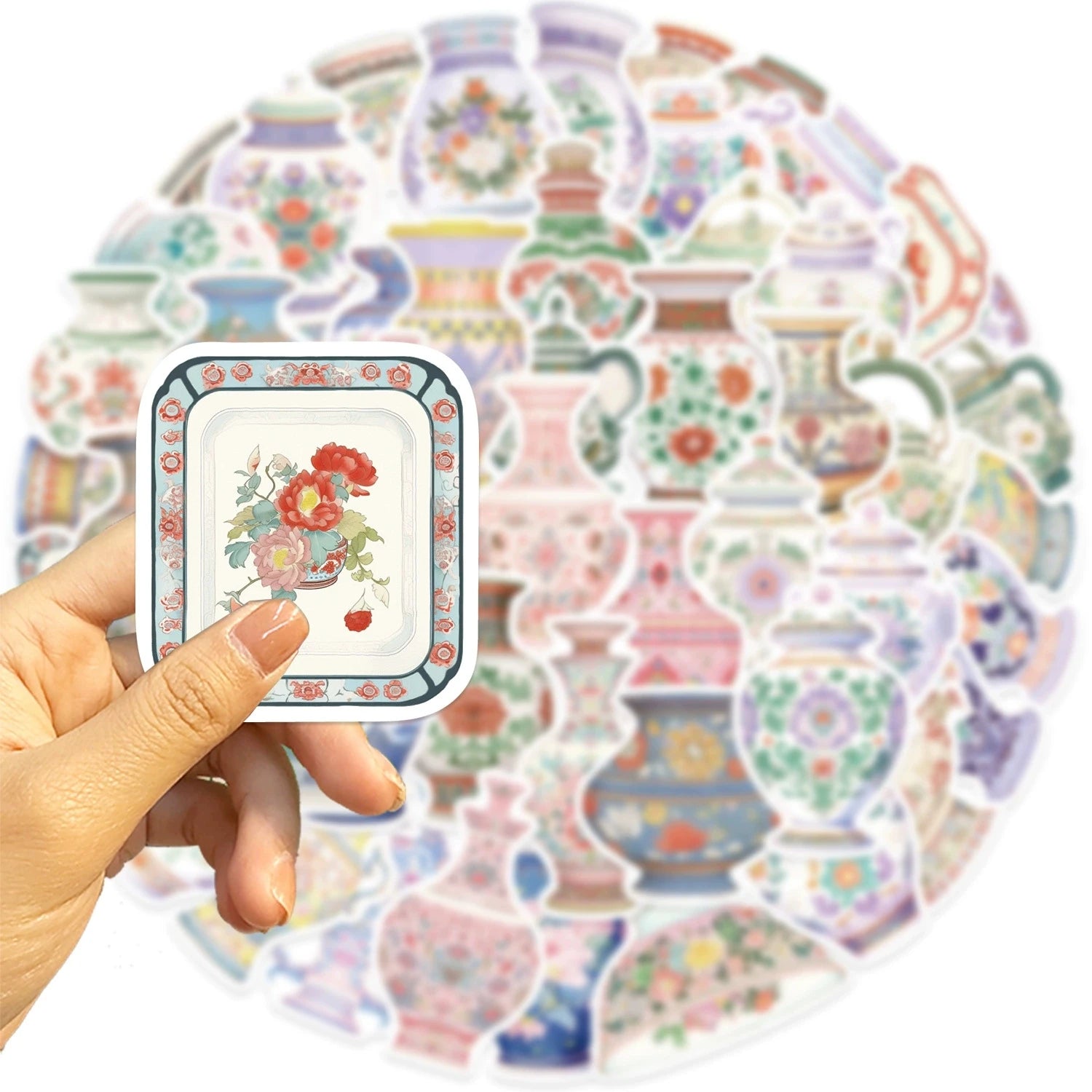 52/104 PCS Cartoon Porcelain Vase Graffiti Stickers Decorative Guitar Notebook Luggage DIY Waterproof Stickers