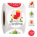 500 Pcs Christmas Stickers Roll - 1 Inch Self Adhesive Envelope & Round Stickers for Xmas Party Supplies, Holiday Greetings