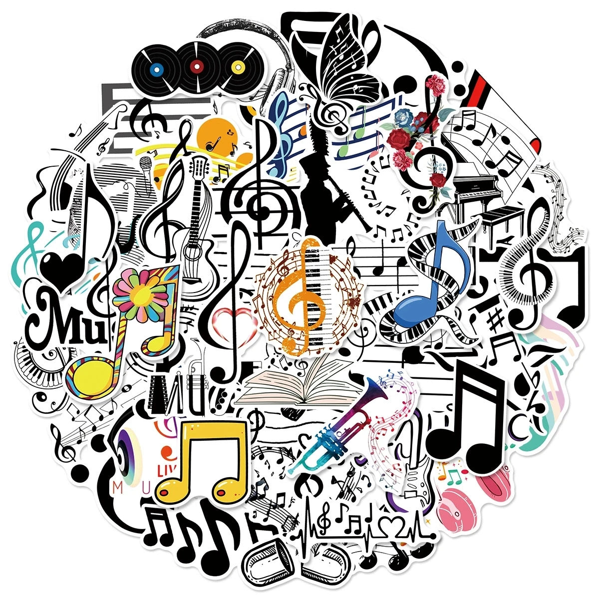 50/100PCS Music Talisman Stickers Graffiti Decor Luggage Notes Desktop Computer Scooter Guitar Waterproof Stationery Sticker