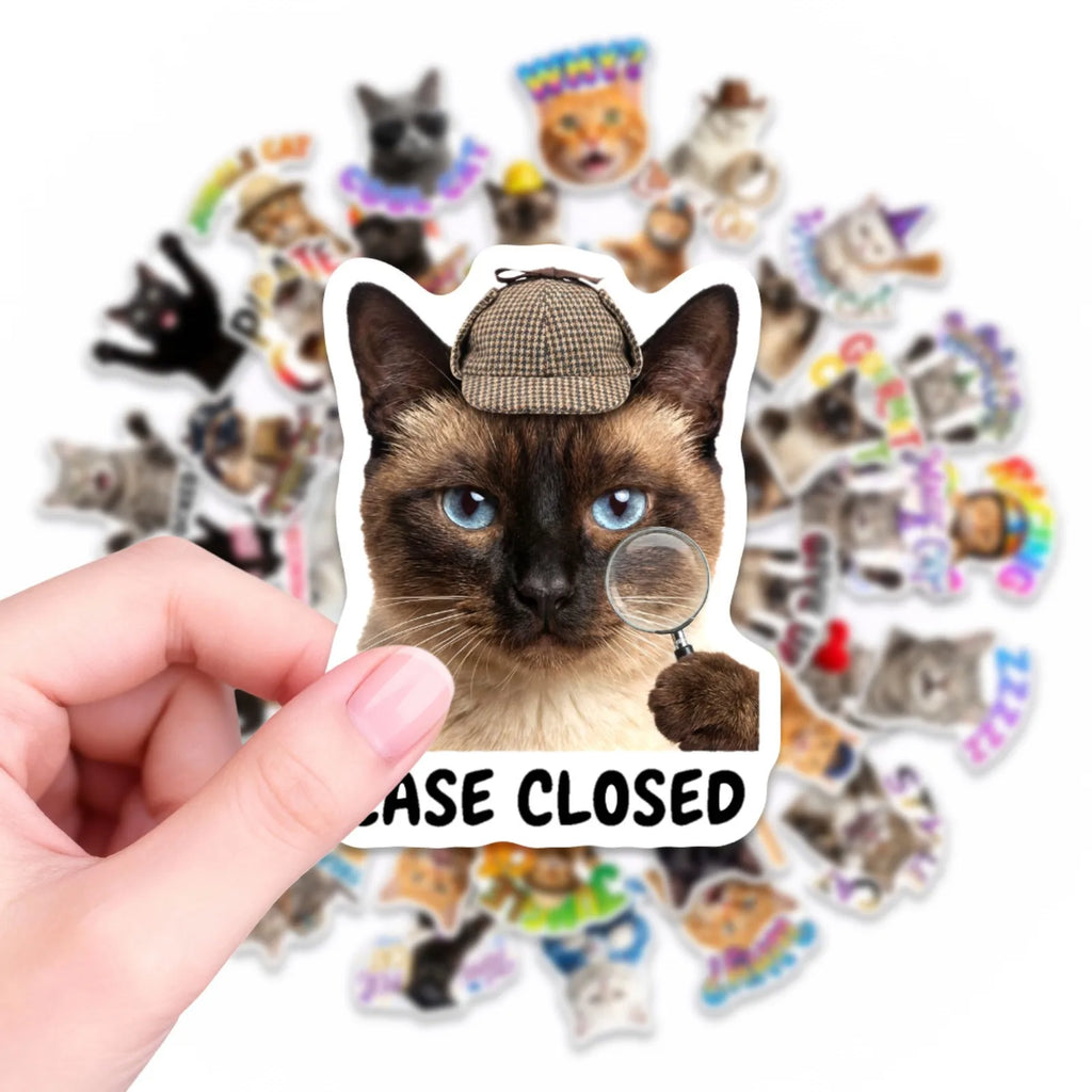 50/100Pcs No Repeat Fun Cat Emoji Stickers Thick Waterproof DIY for Suitcase Phone Helmet Desk Stationery Box Skate Laptop Decal