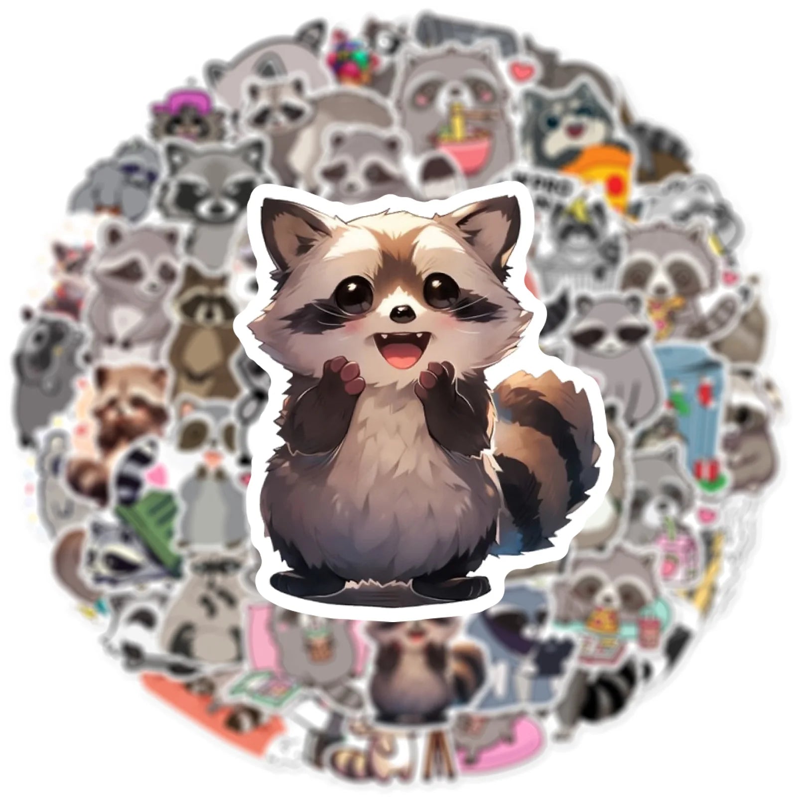 50/100PCS Cute Raccoon Graffiti Stickers Trolls, Insulated Cups, Storage Boxes, Refrigerator Decoration Stickers