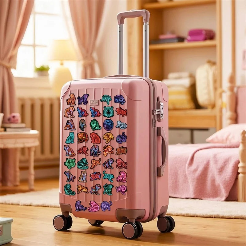 10/30/56PCS Neon Line Tiger PVC Sticky Sticker Stationery DIY Children's Laptop Luggage Skateboard Decoration Scrapbooking