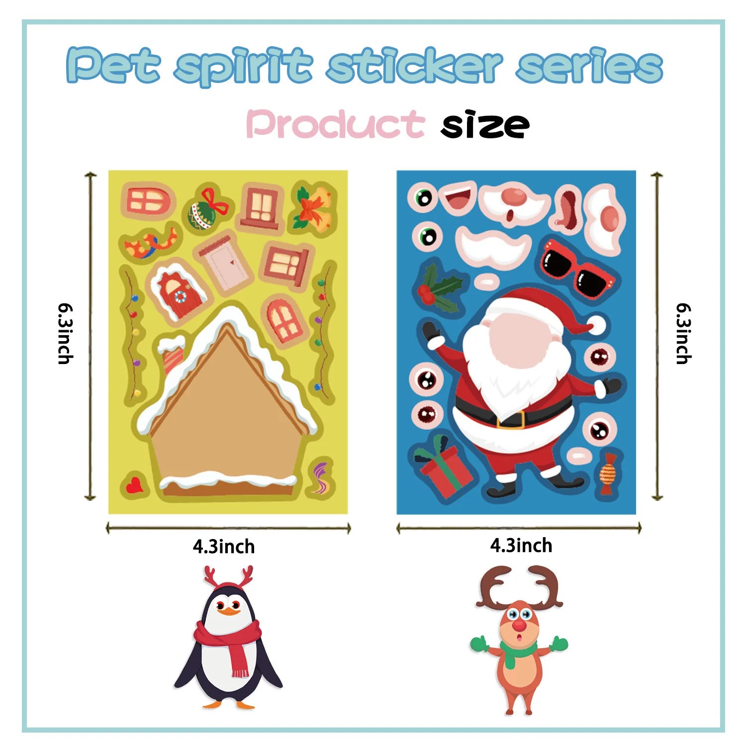 8Pcs Puzzle Cartoon Christmas Snowman Party Make a Face Stickers Handicrafts Waterproof Stickers