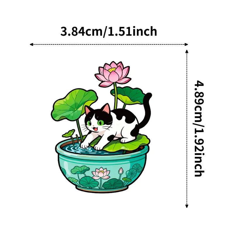 10/30/56PCS Fresh Flower Cat PVC Sticky Sticker Stationery DIY Children's Laptop Luggage Skateboard Decoration Scrapbooking
