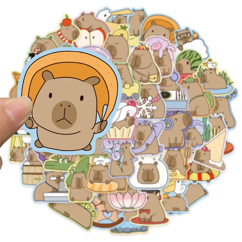 50PCS Fun Capibala Graffiti Stickers Cartoon Animal Graffiti DIY Manual Tags Bookrolls Laptop Tablet Stickers