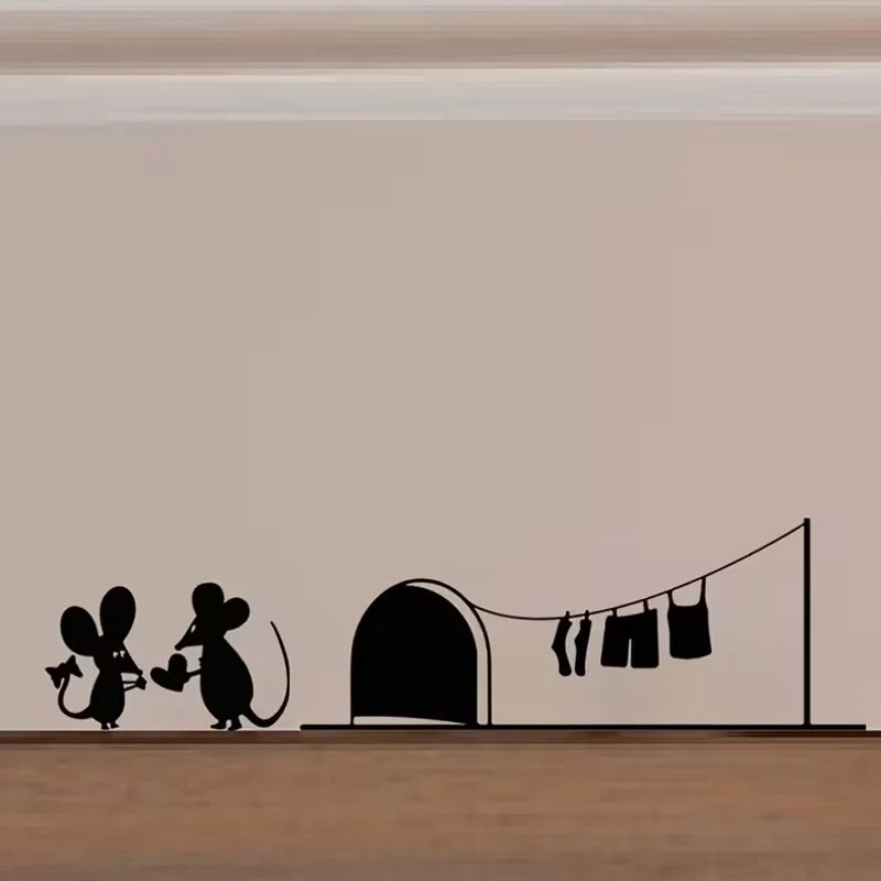 A Lively And Cute Mouse Baseboard Wall Sticker, Combining The Mouse with Everyday Scenes, Can Be Applied to The Baseboard, Insta