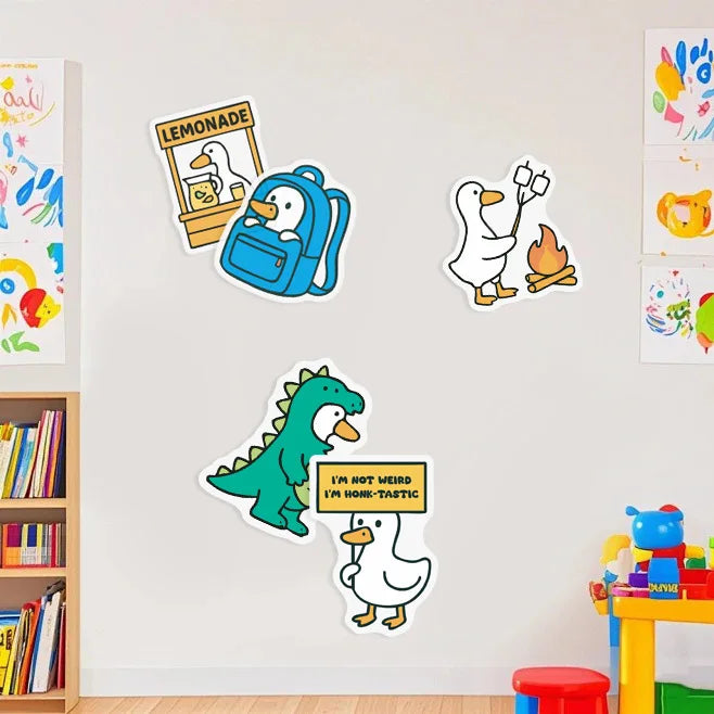 50/100Pcs Cute Silly Goose Doodle Stickers for Cup Phone Stationery Box Helmet Bicycle Waterproof Cartoon Animal Decals