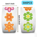 500 pcs/roll Roll Sticker Danish Flower Sticker Handbook Material Decoration Children Stationery Reward Sticker