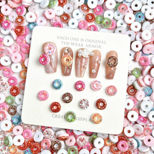 20PC Candy Nail Charms Lumious Cartoon Donut Nail ArtF Accessories Creative Simulated Painted Doughnut Nail Decorations Supplies