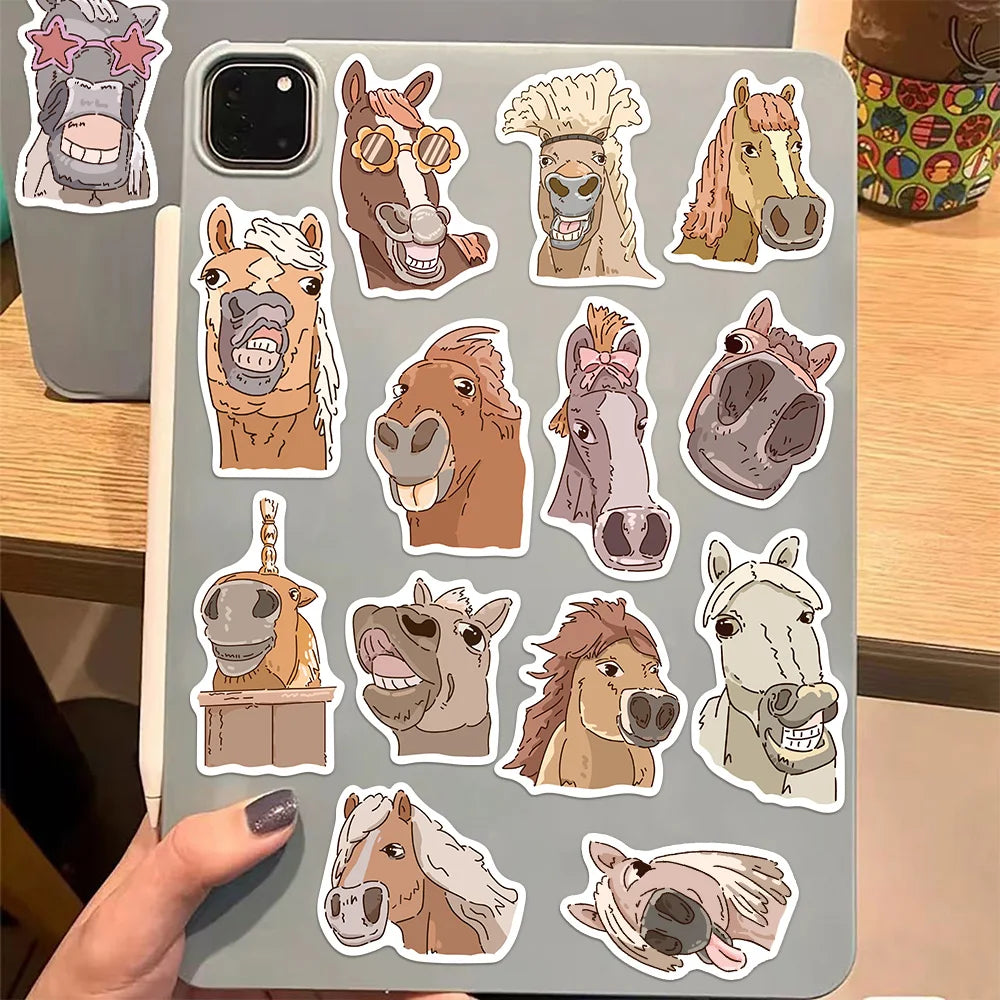 50PCS Cartoon Horse Funny Fun Stickers DIY Scrapbook Phone Case Laptop Tablet Decoration Toy Stickers