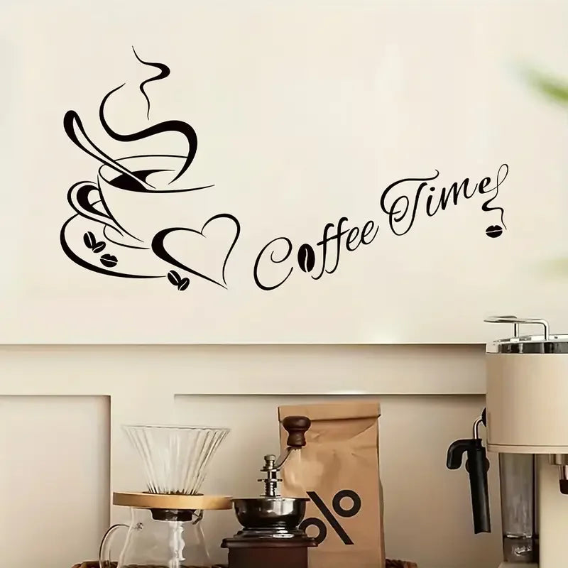 "Coffee Time" Wall Sticker - 11.81x15.75inch - Classic Design - Self-Adhesive - Kitchen Decor - BRUP Brand