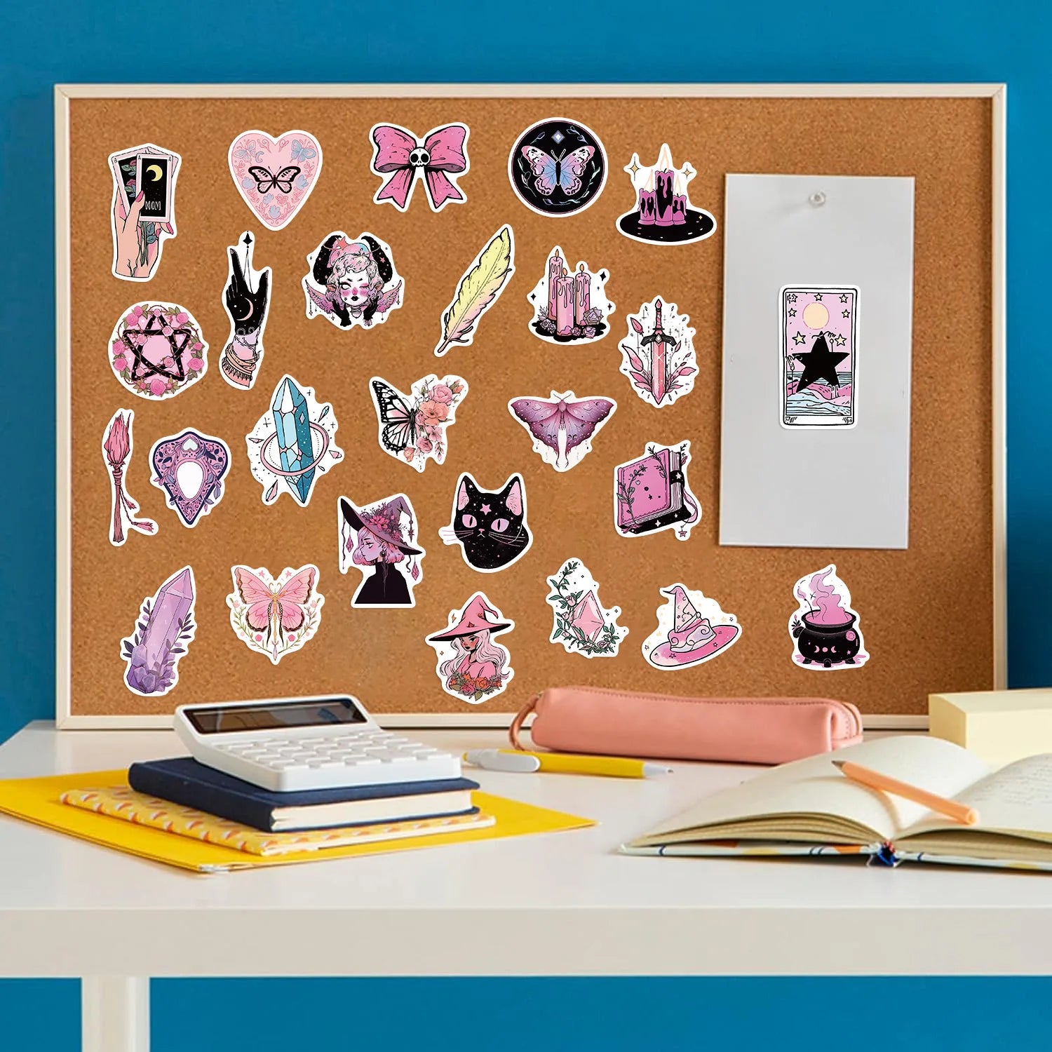 100PCS Pink & Green Cartoon Witch Graffiti Stickers Decorative Guitar Notebook Luggage DIY Waterproof Stationery Stickers