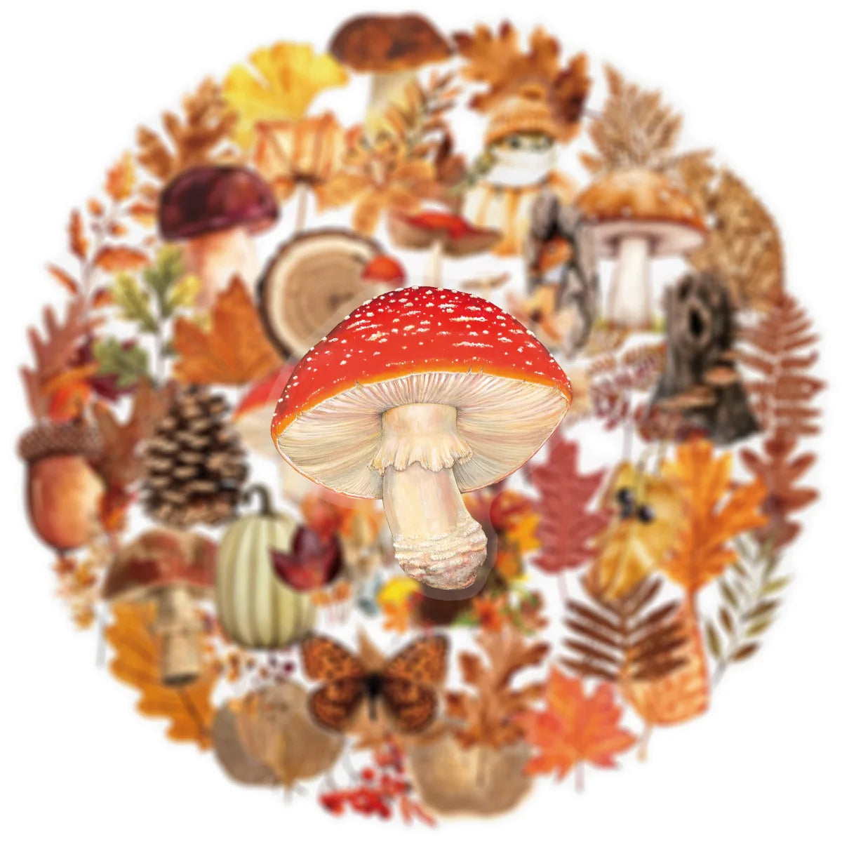 50/100Pcs Autumn Forest Animal & Plant Transparent Sticker School Stationery Decals Notebook Luggage Phone Fridge Stickers