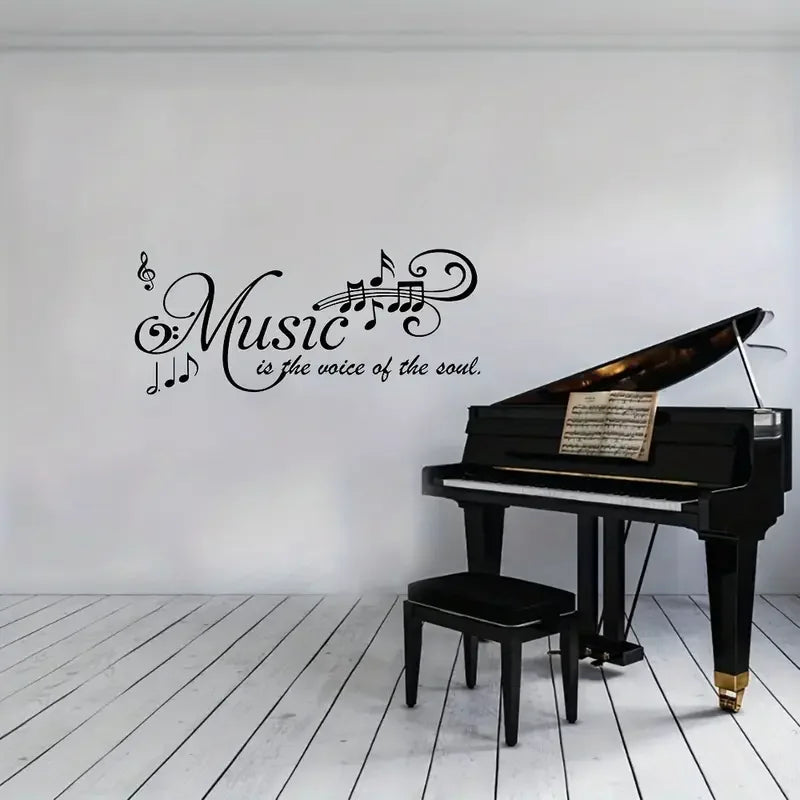 Music Is The Voice of the Soul" Vinyl Wall Decal - Waterproof, Self-Adhesive Music Festival Theme Sticker for Living Room & Bedr