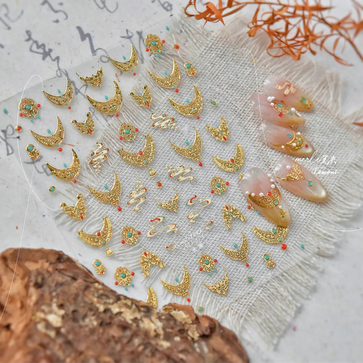 Chic Gold Auspicious Clouds Totem Nail Arts Stickers Self Adhesive Nail Decorations Stickers DIY Luxury Manicure Design Decals