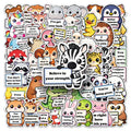 50Pcs Inspirational Phrase Animal Stickers, Cute School Supplies Decals for Notebook Album Cup Phone Fridge DIY Decor