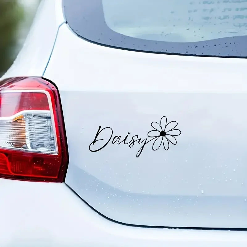 Matte Vinyl Daisy Flower Stickers - Permanent Strong Bonding, Realistic Daisies with Leaves, Irregular Flower Shape for, Trucks,