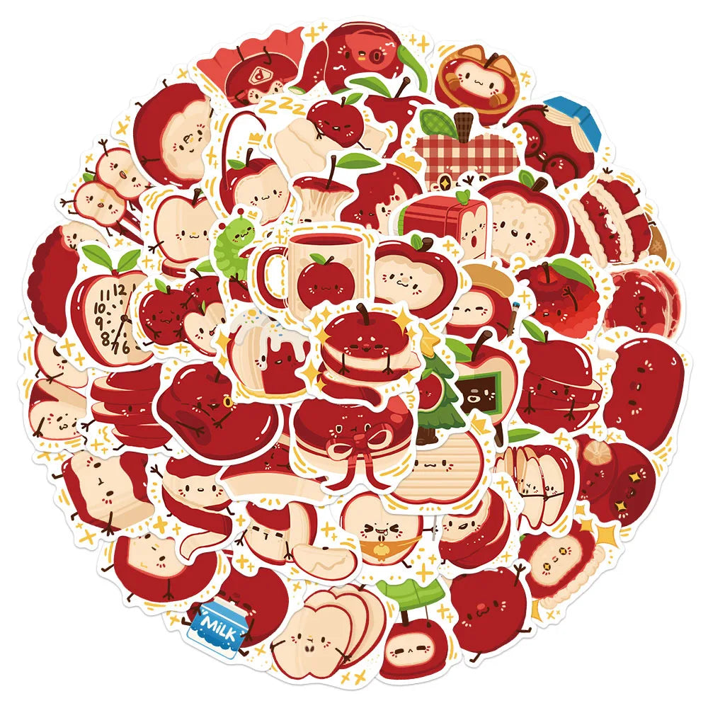 50-Pack Cute Fresh Apple Garden Stickers for Water Bottles Laptops Notebooks Phones Student Stationery DIY Decoration