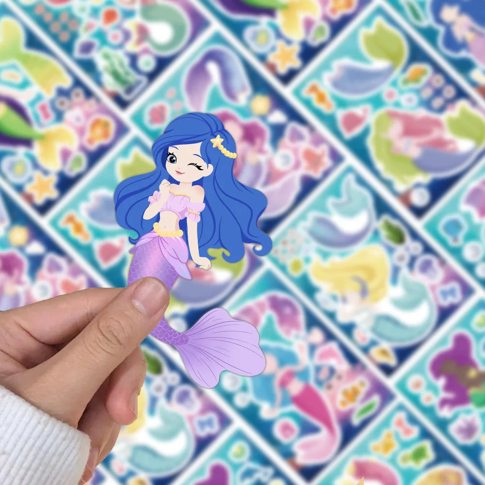8/16PCS Creative Mermaid Sticker diy Notebook Handbook Sticker Material Sticker