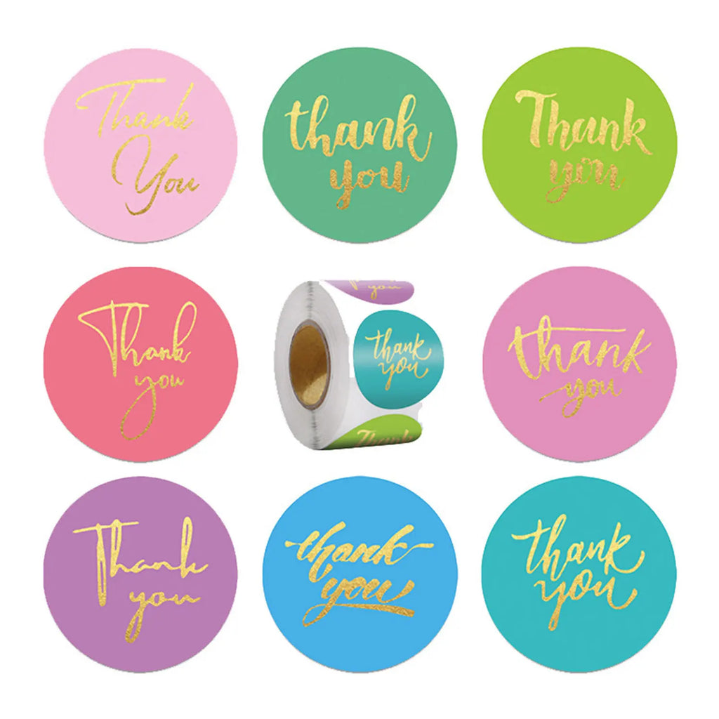 500Pcs 25mm Gold Foil Thank You Stickers for Baking Wedding Decor Birthday Party Gift Sealing Sticker
