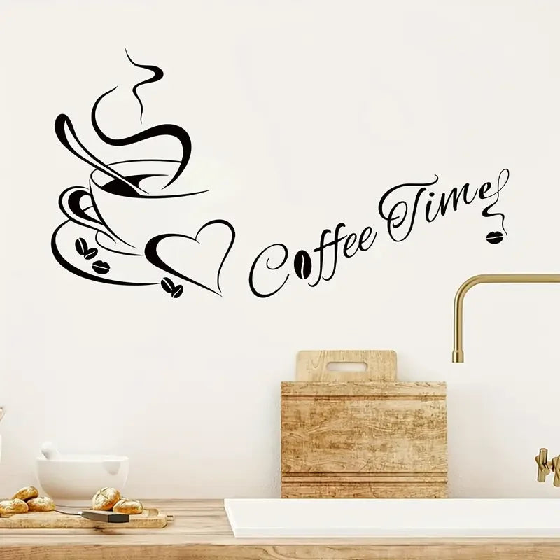 "Coffee Time" Wall Sticker - 11.81x15.75inch - Classic Design - Self-Adhesive - Kitchen Decor - BRUP Brand