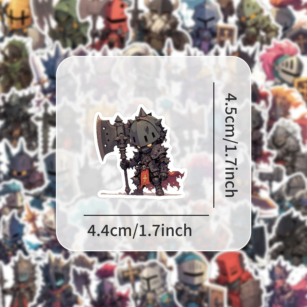 54Pcs Knight Stickers Monster Cartoon Anime Personalized Graffiti Decoration Phone Case, Children Stationary Stickers Reward