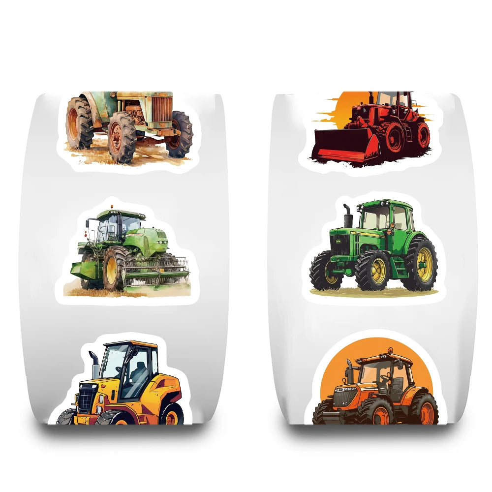 500PCS Cartoon Tractor Roll Stickers Skateboard Art Picture Laptops Graffiti PVC Waterproof Aesthetic Community Dormitory Sticke