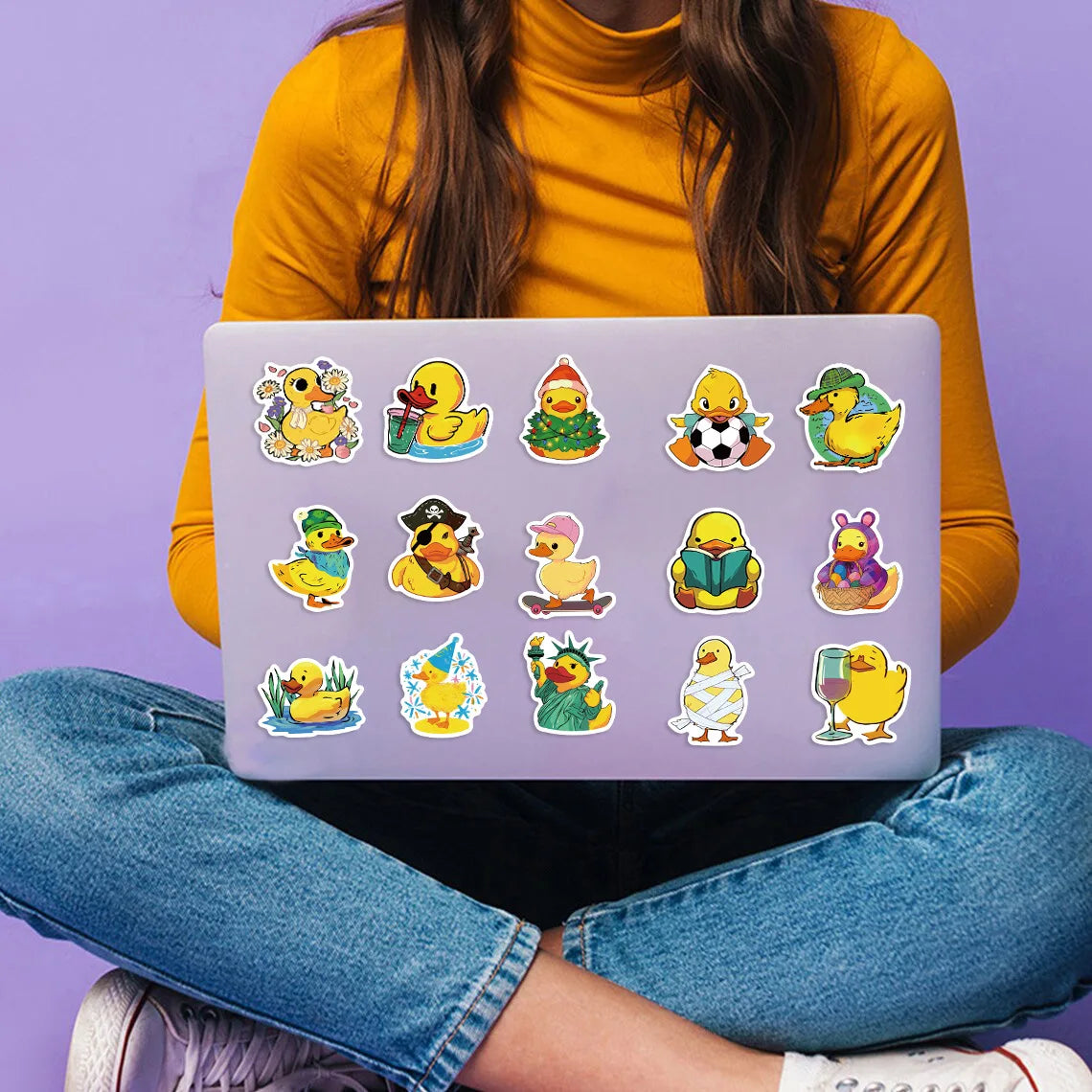 50 Pcs Yellow Duck Stickers Cute Duck Stickers Gifts for Water Bottles, Duck Vinyls Stickers Decal Waterproof Bottles Sticker