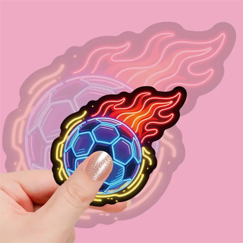10/30/56PCS Neon Football PVC Sticky Stickers Aesthetic Colored DIY Phone Laptop Luggage Skateboard Graffiti Decals