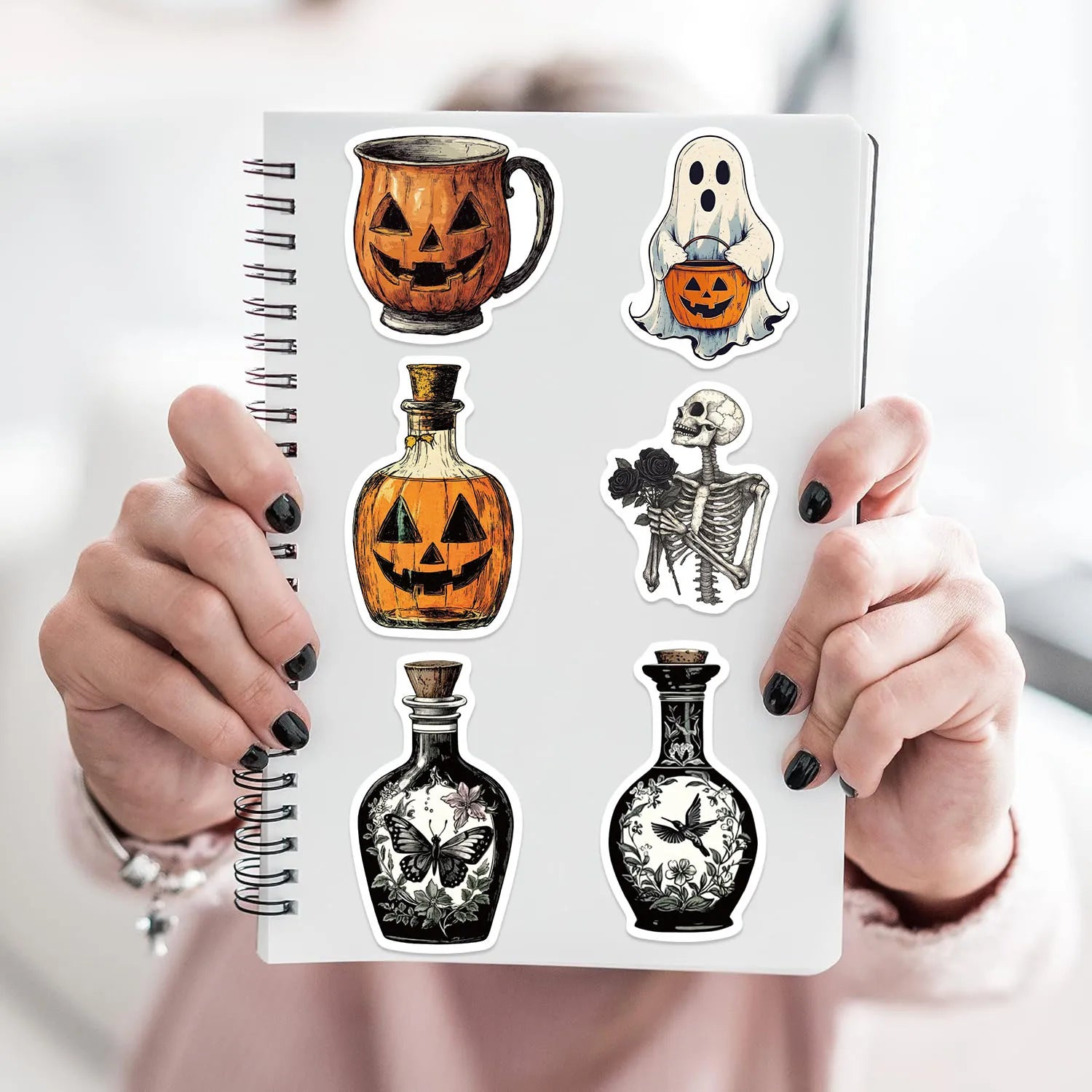 50/100PCS Cartoon Halloween Medicine Bottle Graffiti Stickers Guitar Notebook Luggage DIY Stationery Pen Holder Decor Stickers