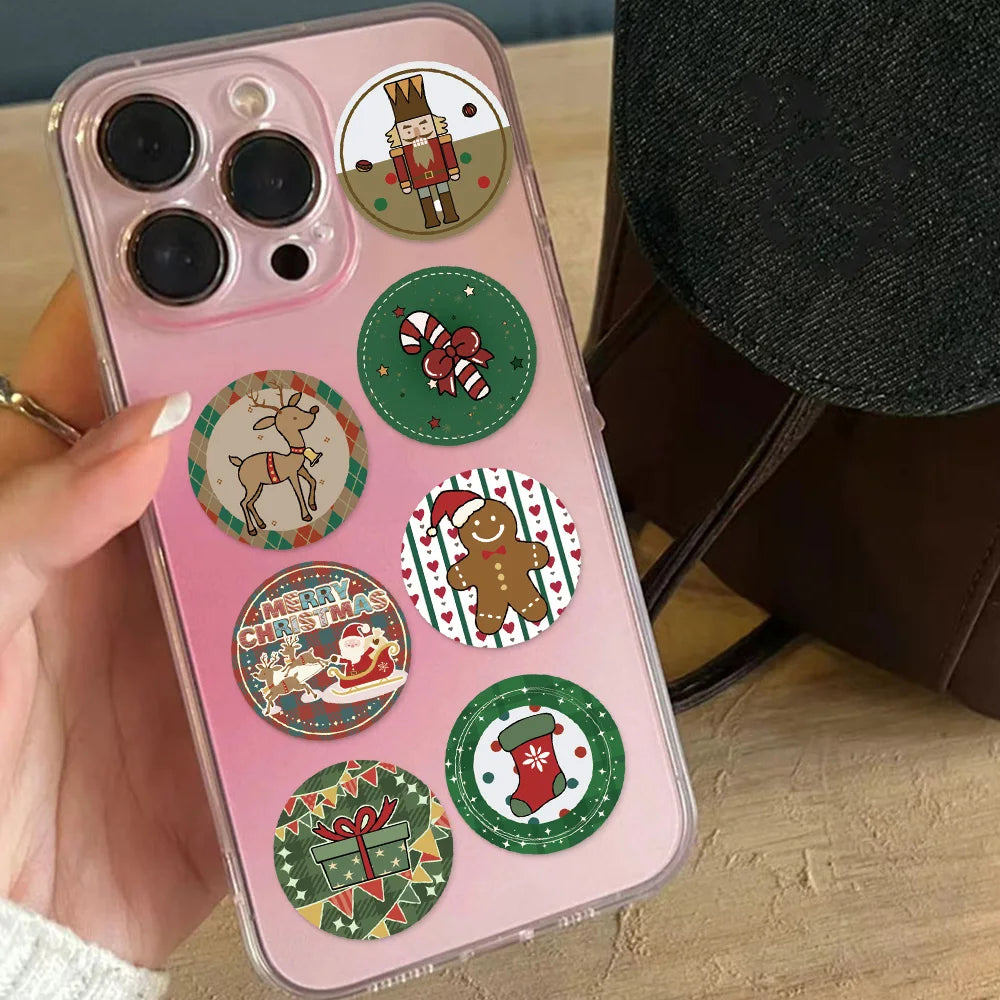500PCS Christmas Circular Cartoon Reward Roll Stickers DIY Phone Cases Water Bottles Envelopes Notes Reward Gifts Stamps Sticker