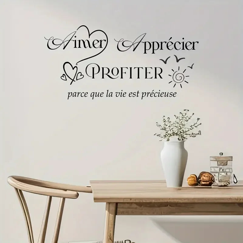 A Vinyl Wall Sticker Featuring a French Inspirational Quote, Suitable for Decorating Bedrooms, Living Rooms, Dining Areas, And S
