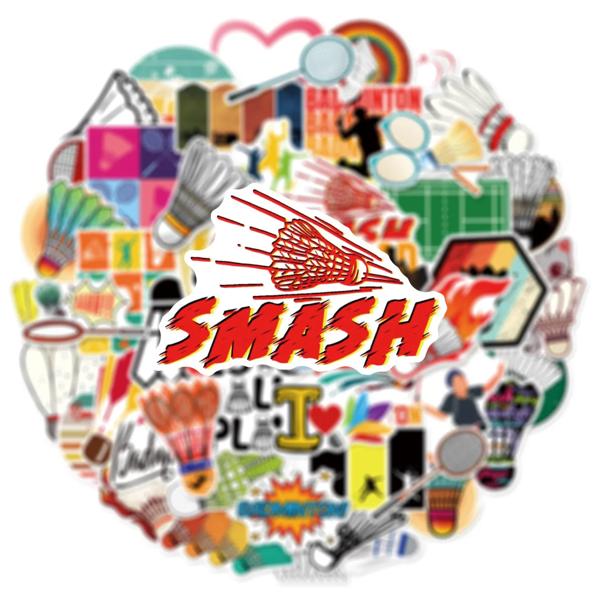 50PCS Sports Badminton Graffiti Stickers Helmet Luggage Phone Notebook Water Cup Waterproof Notebook Stationary Stickers