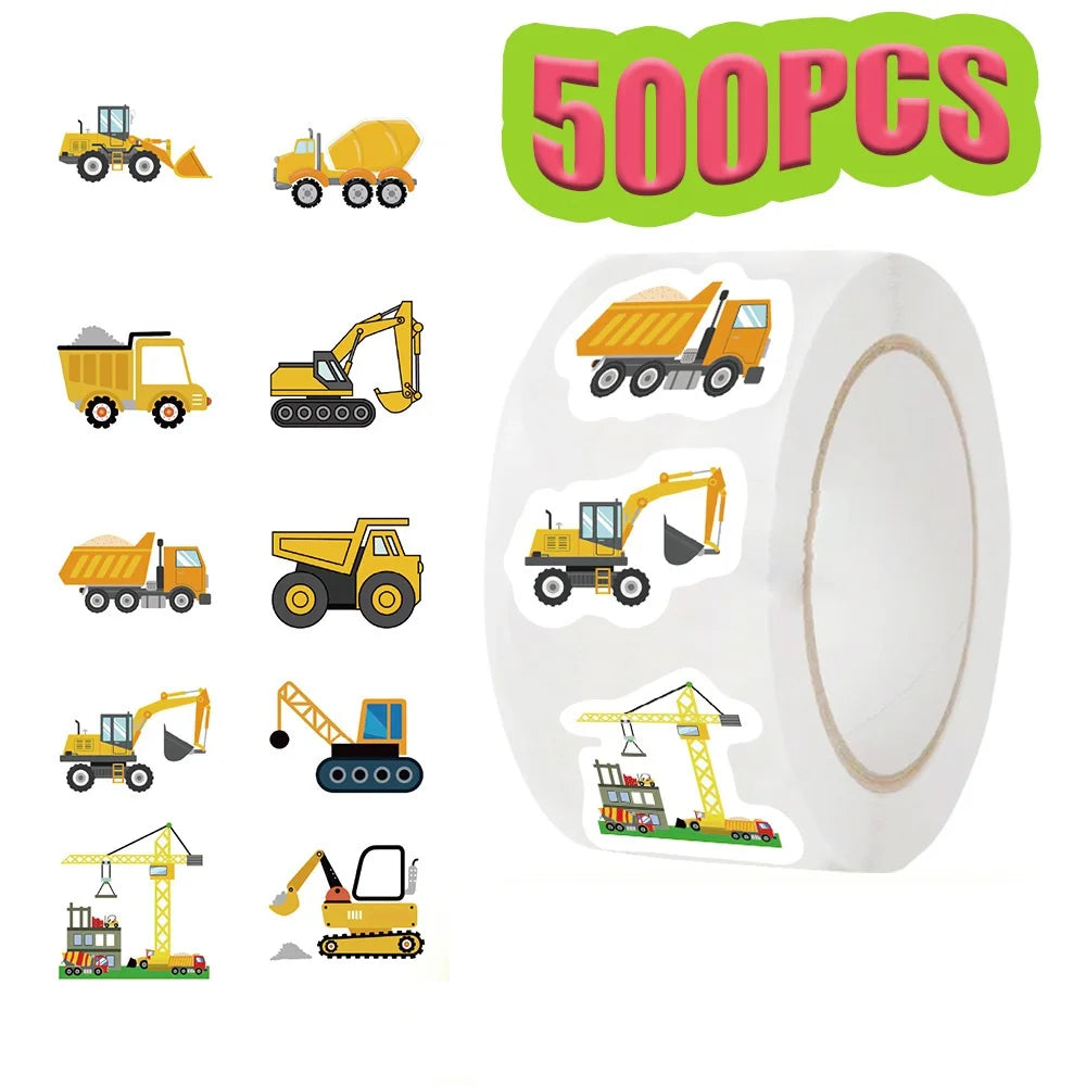 500Pcs Construction Vehicle Sticker Roll For Kids Reward Encourage Sticker For Labels Thank You Sticker