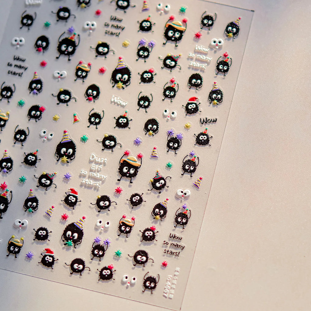 5D Embossed Nail Stickers Japanese-style cColorful Coal Ball Self Adhesive Nail Art Stickers DIY Kawaii Cartoon Manicure Decals
