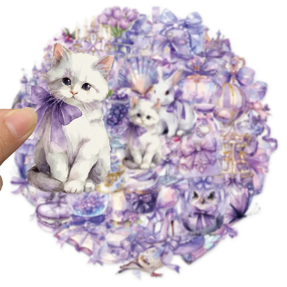 50PCS Purple Dream Creative Transparent PET Sticker Set DIY Brochure Decoration Notebook Tablet Toy Stickers