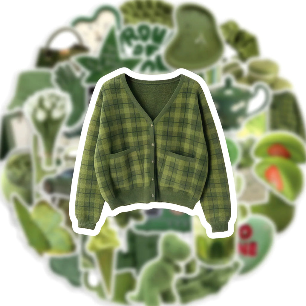 50/100 Pcs Ins Style Korean Olive Green Aesthetic Stickers DIY for Scrapbook Cup Suitcase Wardrobe Phone Laptop Removable Decals