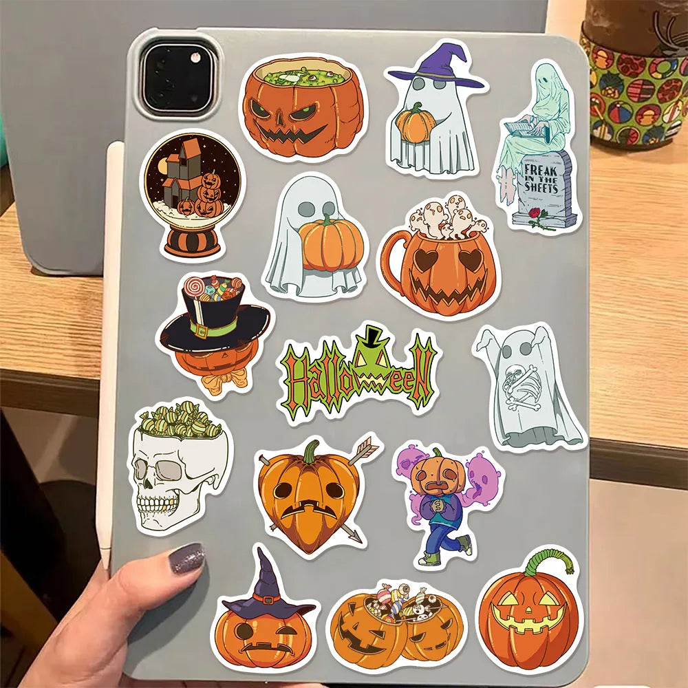 50PCS Halloween Ghost Fun Stickers DIY Computer Scrapbook Refrigerator Phone Case Speaker Guitar Toy Stickers